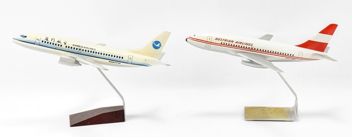 TWO AIRPLANE DIECAST DESK MODELS