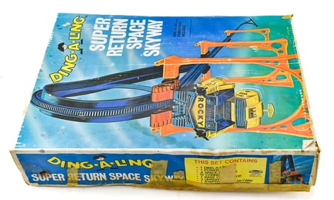 DING-A-LING 'SUPER RETURN SPACE SKYWAY' TOY SET IN ORIGINAL BOX
