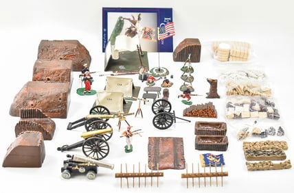 VINTAGE LEMAN'S CIVIL WAR FIELD SET: TRENCHES, CANNONS, TENT CAMP, AND MORE