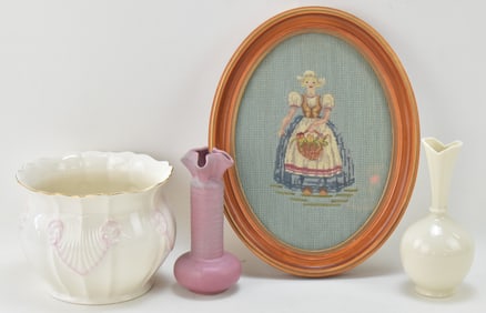 CASA FOR CHILDREN CHARITY LOT: POTTERY, PORCELAIN, & EMBROIDERY