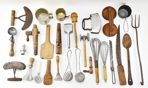 COLLECTION OF PRIMITIVE KITCHEN TOOLS