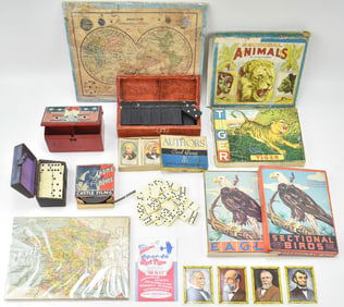 VINTAGE GAME ASSORTMENT: AUTHOR'S, MILTON BRADLEY, DOMINOES