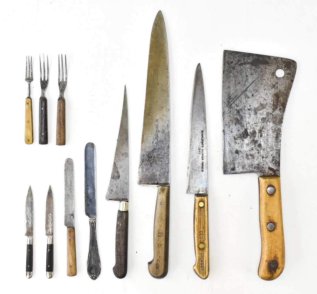 ANTIQUE & VINTAGE CUTLERY: J.A. HENCKELS ST. LOUIS WORLD'S FAIR TRADE KNIFE, LACROIX, SHAPLEIGH'S, &: This lot includes 10 pieces of antique and vintage cutlery, circa 19th century - early 20th century. The brands include LaCroix, Shapleigh's, and a J.A. Henckels 1904 St. Louis World's Fair trade knif