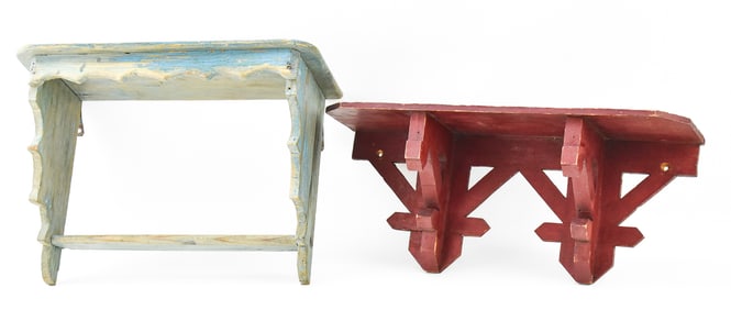 TWO PRIMITIVE WALL SHELVES