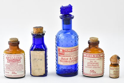 EARLY 20TH CENTURY POISON BOTTLES: KEIR & CASS & ELI LILLY