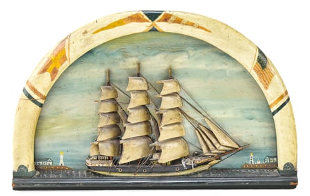 C. 1900 NEW ENGLAND NAVAL FOLK ART CLIPPER SHIP