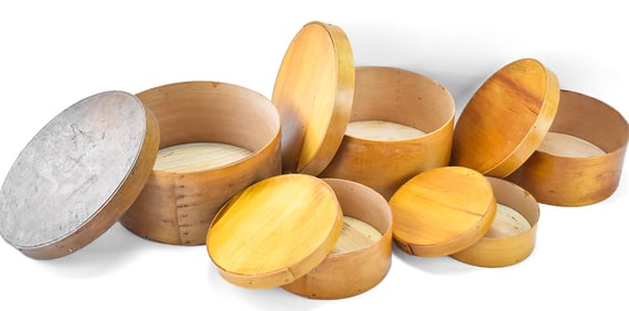 FIVE NESTING BENTWOOD BASKETS