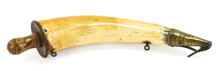 BRITISH NAPOLEONIC WARS NAVAL CANNON PRIMER ETCHED POWDER HORN