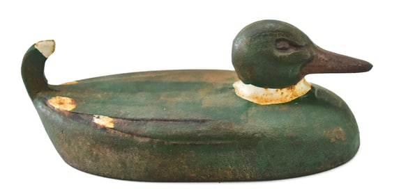CAST IRON PAINTED SINK BOX MALLARD DECOY