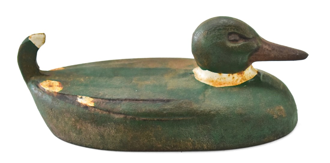 CAST IRON PAINTED SINK BOX MALLARD DECOY (1 of 3)