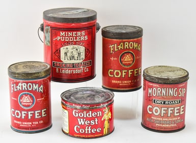 COLLECTION OF EARLY 1900s TOBACCO & COFFEE TINS