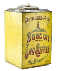 BOYD, LEEDS & CO. BEACON JAVA COFFEE STORE DISPLAY COUNTERTOP BIN