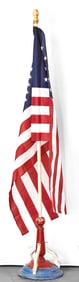 ANTIQUE FLAG POLE STAND WITH AMERICAN FLAG