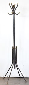ANTIQUE IRON & BRASS COAT RACK