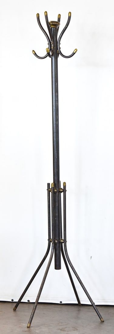 ANTIQUE IRON & BRASS COAT RACK (1 of 3)