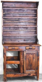 19TH C. PRIMITIVE KITCHEN HUTCH