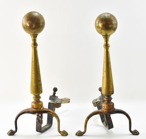 PAIR OF PACKARD MALLOY CANNONBALL ANDIRONS