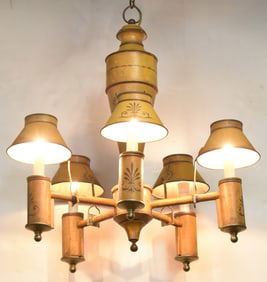 FRENCH EMPIRE YELLOW TOLE CHANDELIER