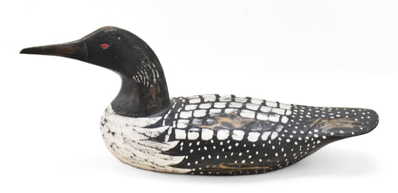 HAND-PAINTED & CARVED LOON DECOY