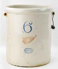 ANTIQUE 6-GALLON RED WING STONEWARE CROCK