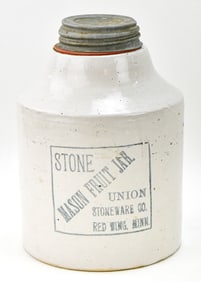 REDWING UNION STONEWARE CO. 1/2 GALLON MASON FRUIT JAR