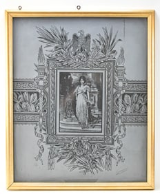 VICTORIAN ENGRAVED GLASS FRAMED WINDOW