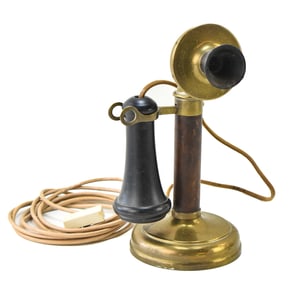 1908 KELLOGG BRASS CANDLESTICK TELEPHONE
