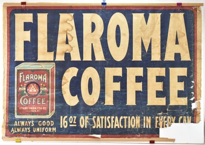 FLAROMA COFFEE LINEN ADVERTISING BANNER SIGN