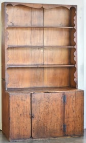 19TH C. PRIMITIVE STEPBACK CUPBOARD