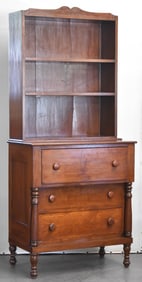 19TH C. CHEST OF DRAWERS WITH BOOKCASE