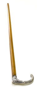 ART NOUVEAU SILVERPLATE REPOUSSE LADIES CANE