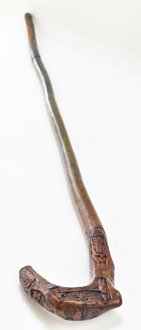 1902 RELIGIOUS HAND-CARVED WALKING STICK (1 of 6)