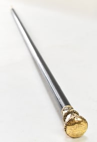 1874 VICTORIAN 14K GOLD-FILLED PRESENTATION CANE FOR 'POLICE OFFICER C.P. VOSE'