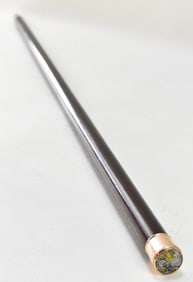 VICTORIAN ROSEWOOD WALKING CANE WITH GOLD ORE POMMEL