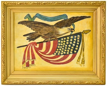 PATRIOTIC AMERICAN EAGLE OIL PAINTING