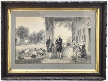 'WASHINGTON AND LAFAYETTE AT MOUNT VERNON' FRAMED LITHOGRAPH
