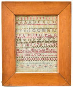 1849 FRAMED SAMPLER BY MARY JOY MULVALE MARCH