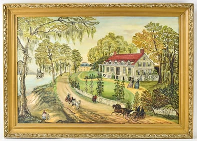 'A HOME ON THE MISSISSIPPI' OIL PAINTING ON CANVAS