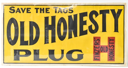 OLD HONESTY PLUG LINEN ADVERTISING BANNER SIGN