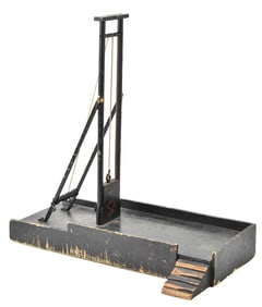 FOLK ART WOOD & METAL TOY GUILLOTINE