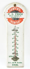 D.L. & W. SCRANTON - P.G. PRICE 'SERVICE FIRST' ADVERTISEMENT THERMOMETER