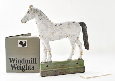 C. 1900 DEMPSTER CAST IRON LONG-TAIL HORSE WINDMILL WEIGHT