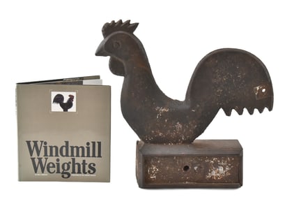 C. 1900 ELGIN CAST IRON ROOSTER WINDMILL WEIGHT