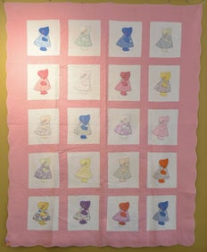 VINTAGE 'SUNBONNET SUE' APPLIQUE QUILT