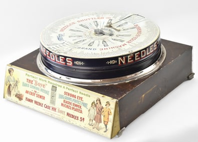THE BOYLE NEEDLE COMPANY NEEDLE & SHUTTLE DISPLAY CABINET