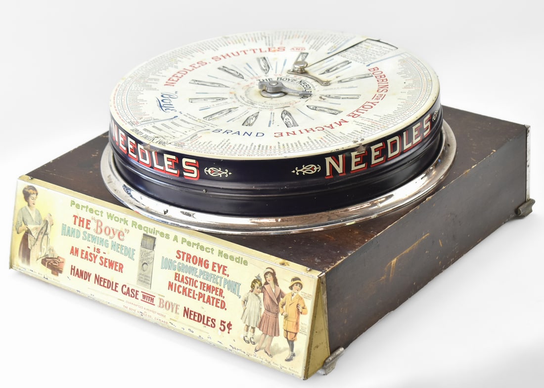 THE BOYLE NEEDLE COMPANY NEEDLE & SHUTTLE DISPLAY CABINET (1 of 3)