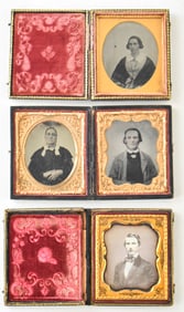 THREE 19TH C. SIXTH PLATE CASED PORTRAITS