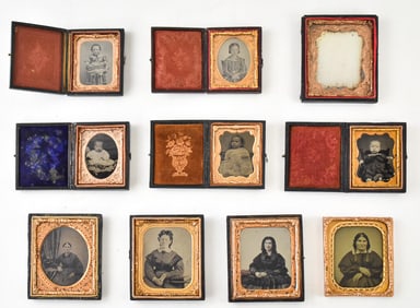 COLLECTION OF CASED DAGUERROTYPE, TINTYPES, & AMBROTYPES