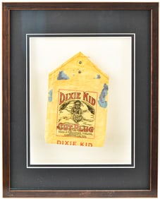 NALL & WILLIAMS TOBACCO COMPANY FRAMED 'DIXIE KID' CUT PLUG LINEN POUCH