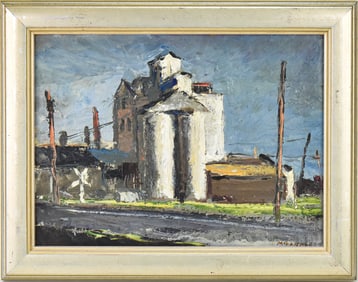 HAROLD MCDONALD 'GRAIN ELEVATOR' OIL PAINTING
